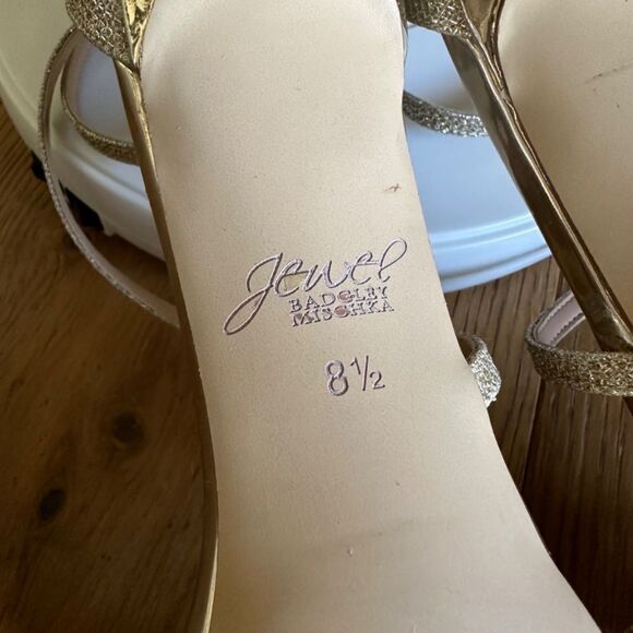 Jewel Badgley Mischka Galen Platform Glitter Evening Shoe in Gold - Picture 9 of 9